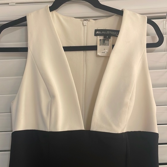 Jill Jill Stuart Dresses 4 Colorblock Plunge Gown Black/Ivory - Picture 5 of 11